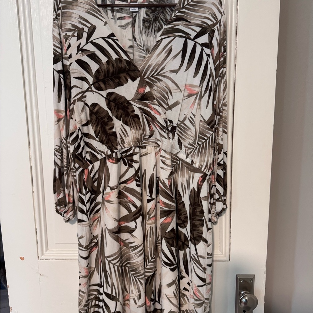 Tropical Print V-Neck Dress